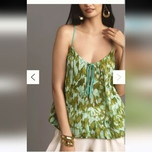 Anthropologie Green and Blue Patterned Top